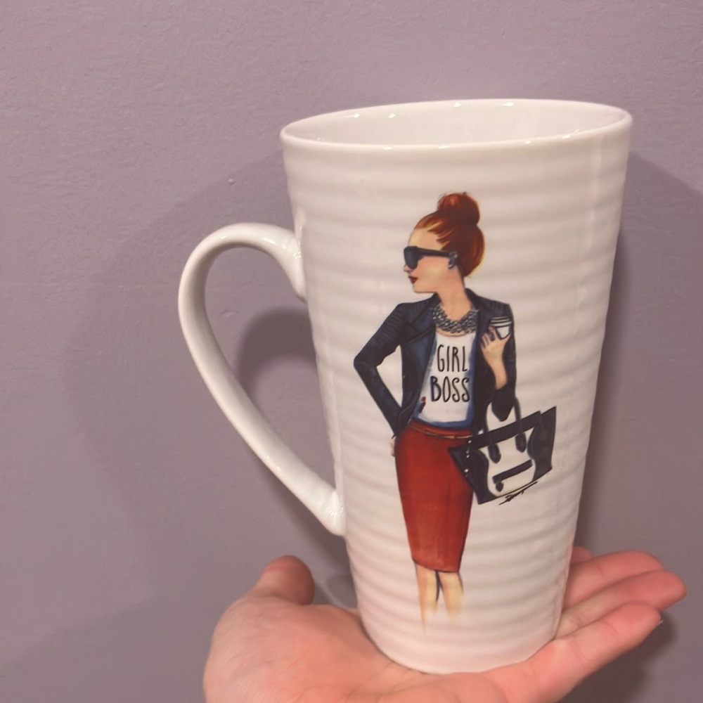 White mug with design